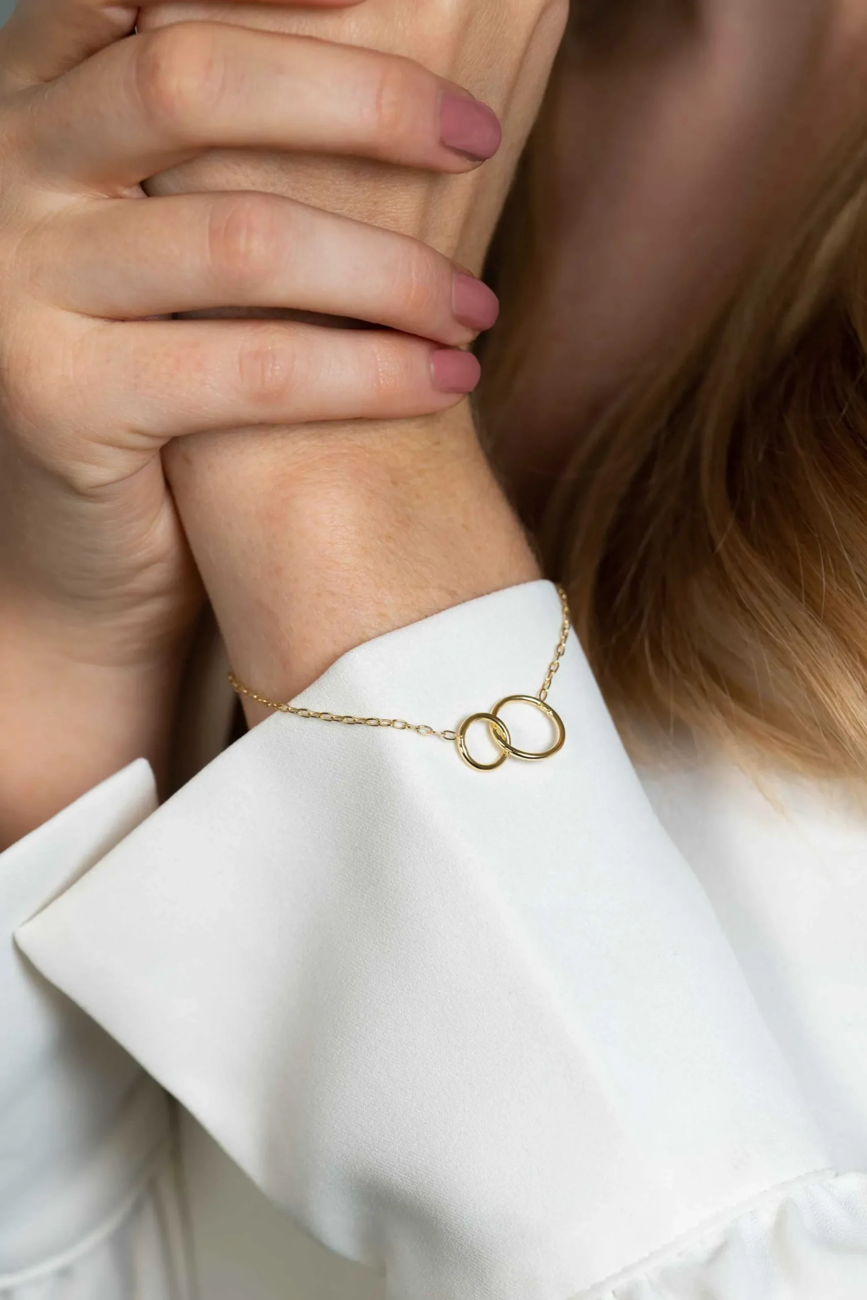 Sale Zinzi zilveren 14K geelvergulde paperclip schakel armband met ronde vormen 17-20cm ZIA2275G