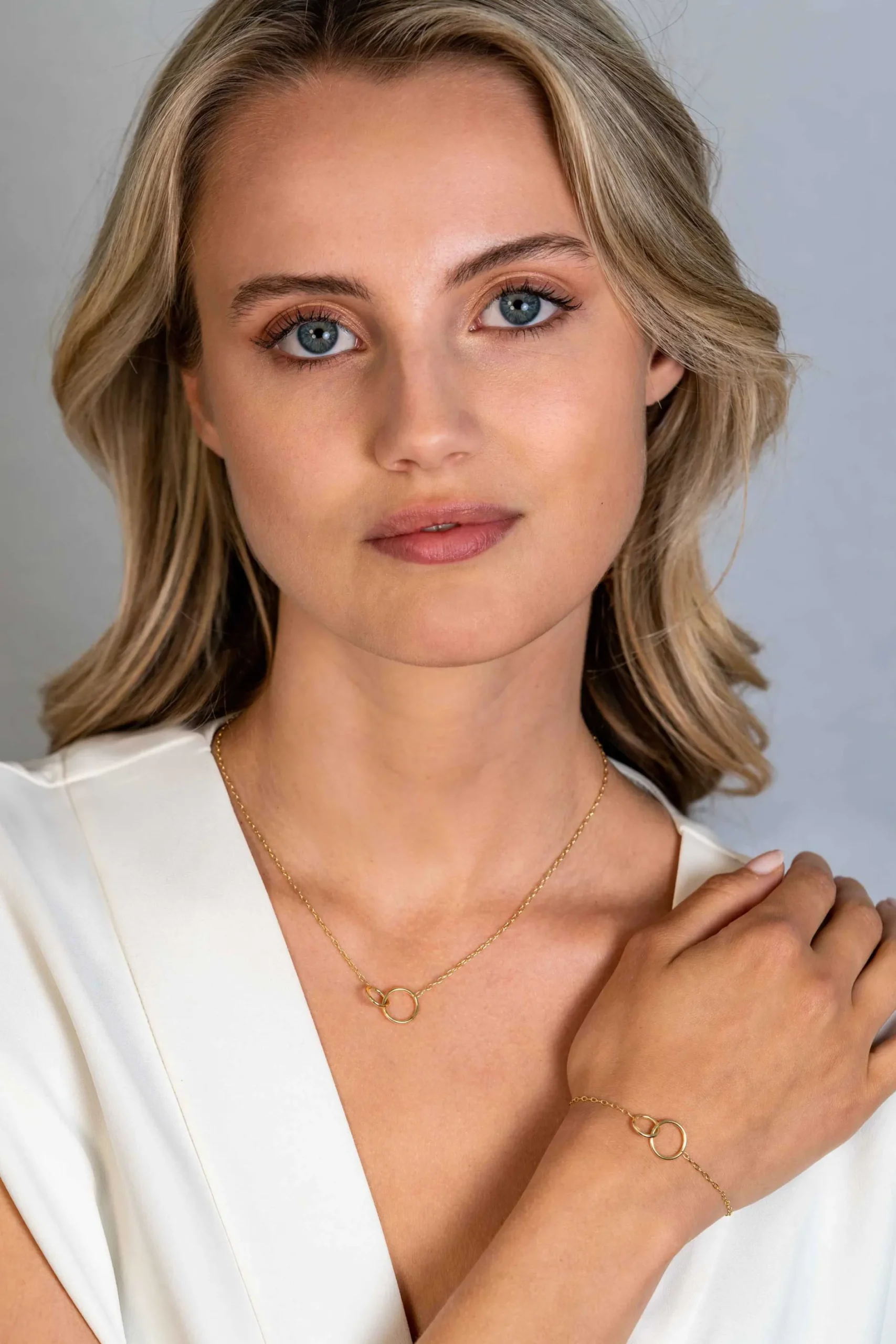Sale Zinzi zilveren 14K geelvergulde paperclip schakel armband met ronde vormen 17-20cm ZIA2275G