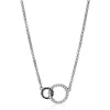 Zinzi zilveren ketting 2 open rondjes verbonden zwart wit 40-45cm ZIC1987