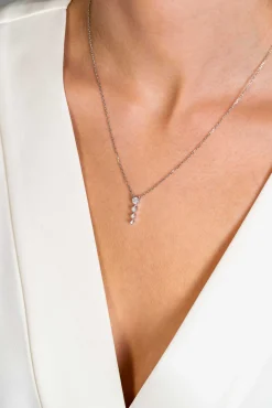 Hot Zinzi zilveren ketting 45cm met hanger vier ronde zirconia's 16mm ZIC2328