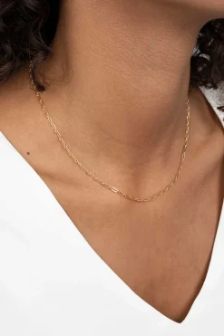 Hot Zinzi zilveren ketting 45cm geel verguld met 'paperclip' schakel 2,4mm breed ZIC2033G