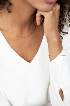 Hot Zinzi zilveren ketting 45cm geel verguld met 'paperclip' schakel 2,4mm breed ZIC2033G