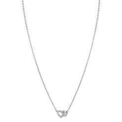 New Zinzi zilveren ketting 42–45cm met verbonden hartjes, witte zirkonia's ZIC2493