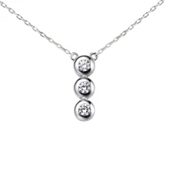 Zinzi zilveren ketting 45cm met hanger rond wit ZIC1443