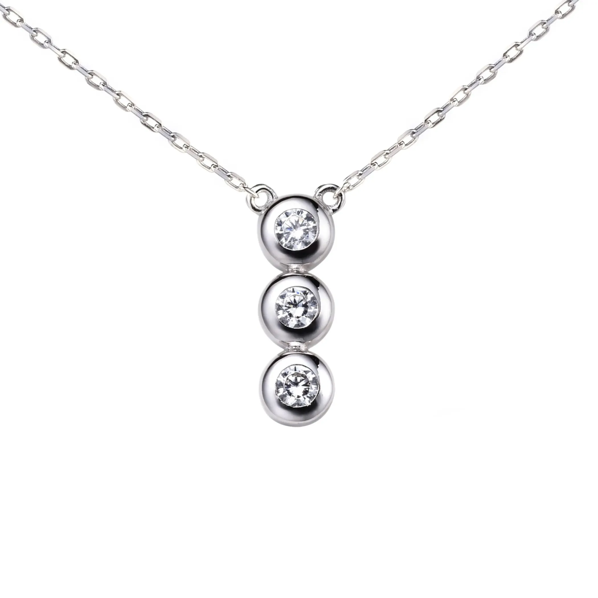 Zinzi zilveren ketting 45cm met hanger rond wit ZIC1443