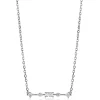 New Zinzi zilveren ketting 45cm met staafje rond vierkant rechthoek wit ZIC2044