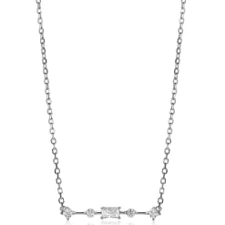 New Zinzi zilveren ketting 45cm met staafje rond vierkant rechthoek wit ZIC2044