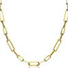 Discount Zinzi zilveren ketting 45cm in 14K geel verguld met ovale closed for ever schakels 6mm breed ZIC1990G