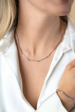 Best Zinzi zilveren ketting 41-45cm met lange glimmende staafjes 21mm ZIC2539