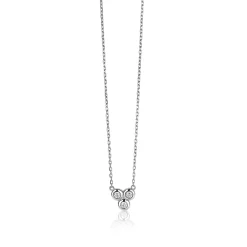 Hot Zinzi zilveren ketting 45cm met hanger rond wit ZIC1442