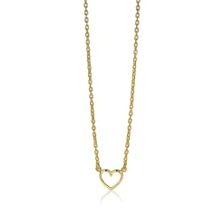 New Zinzi zilveren ketting geel verguld open hartje 40-43cm ZIC1420G