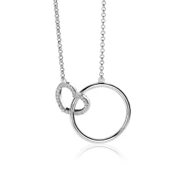 Sale Zinzi zilveren ketting hart rond wit 45cm ZIC1483