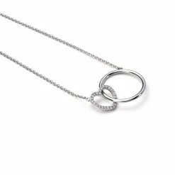 Sale Zinzi zilveren ketting hart rond wit 45cm ZIC1483
