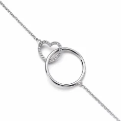 Sale Zinzi zilveren ketting hart rond wit 45cm ZIC1483