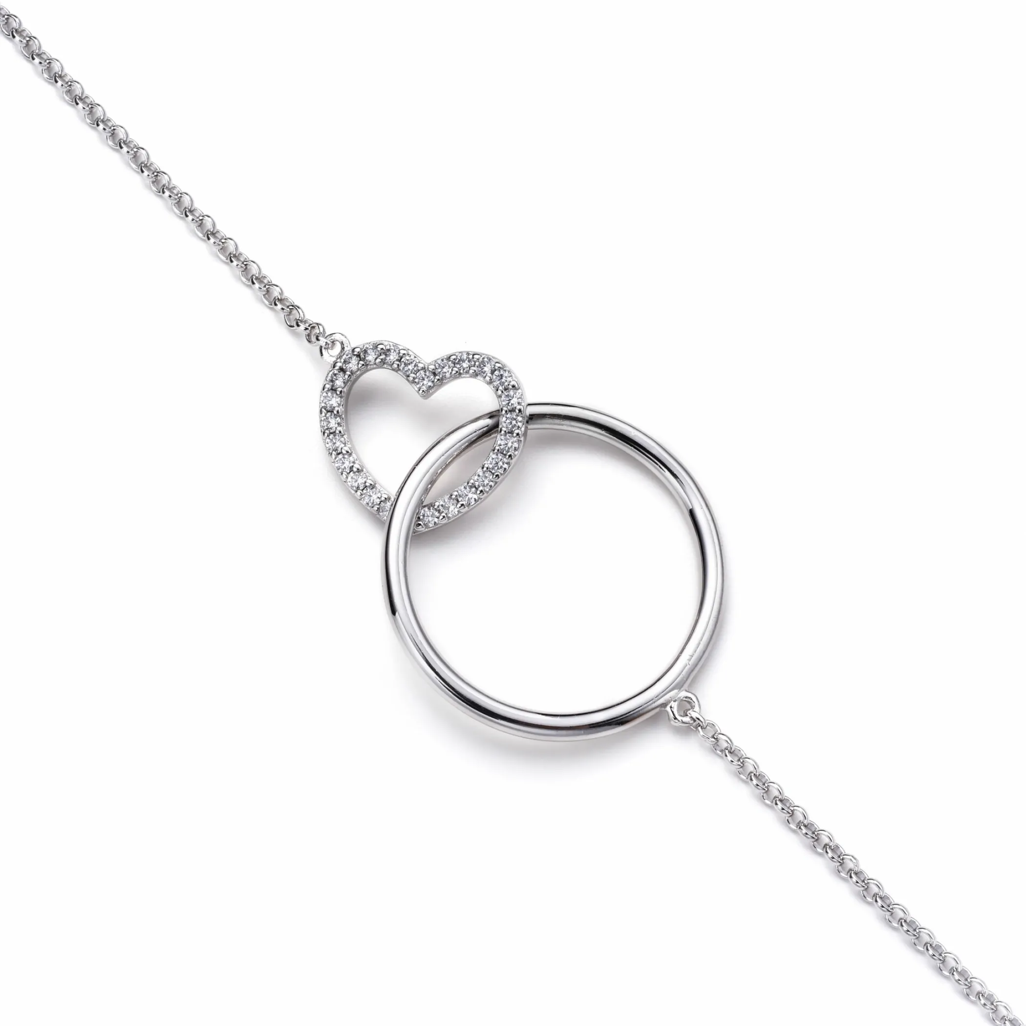 Sale Zinzi zilveren ketting hart rond wit 45cm ZIC1483