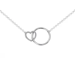 Sale Zinzi zilveren ketting hart rond wit 45cm ZIC1483