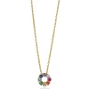 Hot Zinzi zilveren ketting 14K geel verguld 12mm ronde hanger regenboog ZIC2172