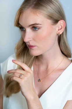 Hot Zinzi zilveren ketting 14K geel verguld 12mm ronde hanger regenboog ZIC2172