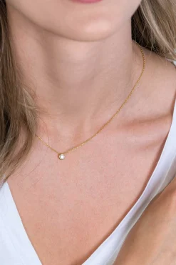 Outlet Zinzi zilveren ketting 14K geel verguld met hanger rond 40-43cm ZIC1393Y