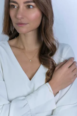 Outlet Zinzi zilveren ketting 14K geel verguld met hanger rond 40-43cm ZIC1393Y