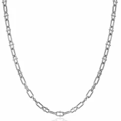 Zinzi zilveren ketting met paperclip schakels 4mm, gedecoreerd met speelse bolletjes 42-45cm ZIC2586