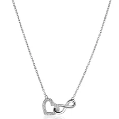 Sale Zinzi zilveren ketting met Infinity teken verbonden met een open hart, bezet met witte zirconia's 42-45cm ZIC2596