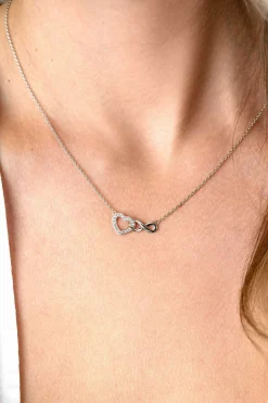Sale Zinzi zilveren ketting met Infinity teken verbonden met een open hart, bezet met witte zirconia's 42-45cm ZIC2596