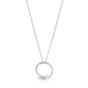 New Zinzi zilveren ketting met grote open ronde hanger 25mm bezet met witte zirkonia's 45-50 cm ZIC2645