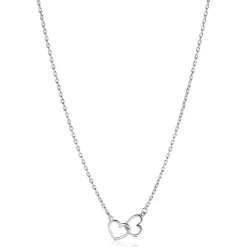 Hot Zinzi zilveren ketting met 2 verbonden hartjes 40-45cm ZIC2513