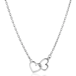 Hot Zinzi zilveren ketting met 2 verbonden hartjes 40-45cm ZIC2513