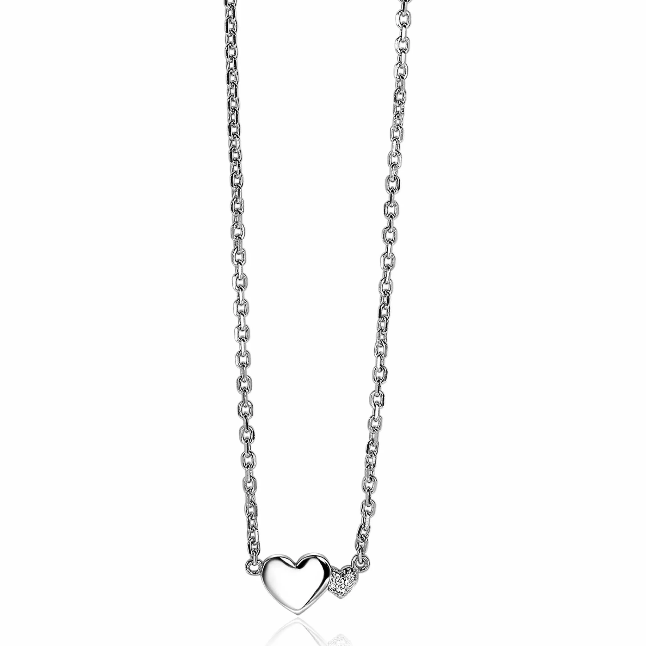 Discount Zinzi zilveren ketting met hartjes zirconia's/zilver 42-45cm ZIC2137