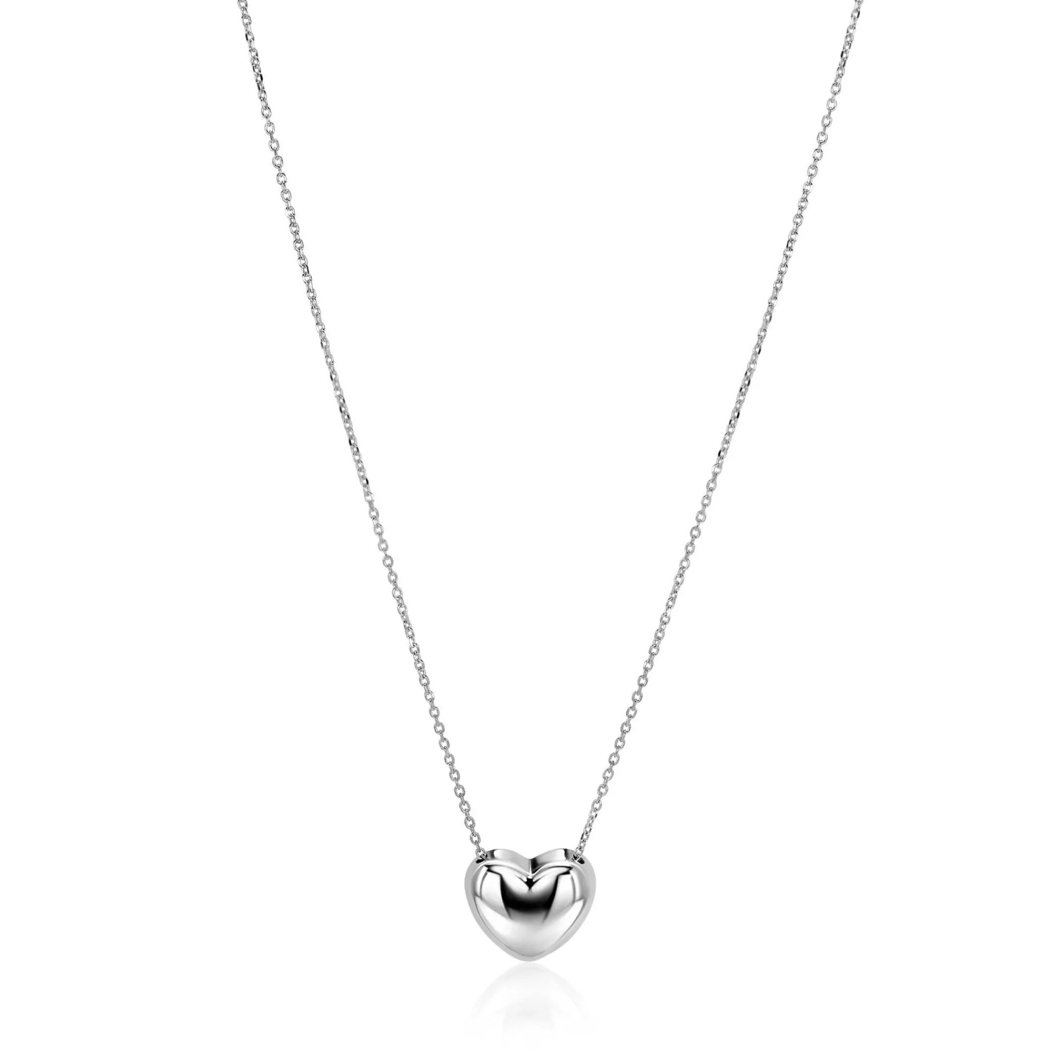 Online Zinzi zilveren ketting met luxe groot hart (15mm) 40-45 cm ZIC2672