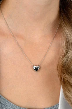 Online Zinzi zilveren ketting met luxe groot hart (15mm) 40-45 cm ZIC2672