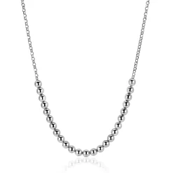 Sale Zinzi zilveren ketting met bolletjes schakels in het midden 4mm breed 42-45cm ZIC2659