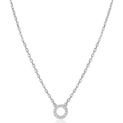 New Zinzi zilveren ketting met open rondje (7,5mm) bezet met witte zirconia's 40-45cm ZIC2550