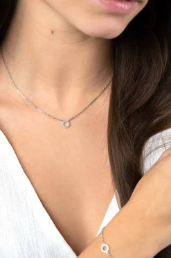 New Zinzi zilveren ketting met open rondje (7,5mm) bezet met witte zirconia's 40-45cm ZIC2550