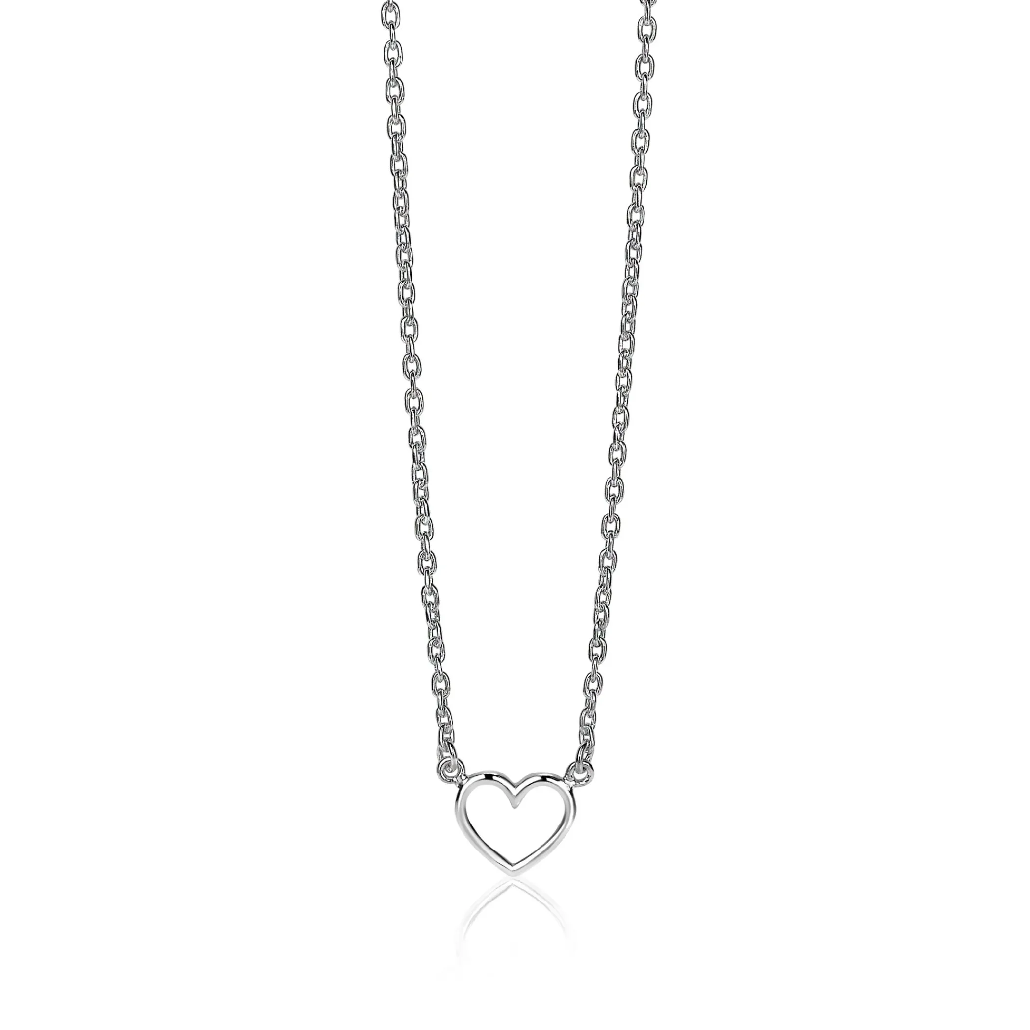 Online Zinzi zilveren ketting open hartje 40-43cm ZIC1420