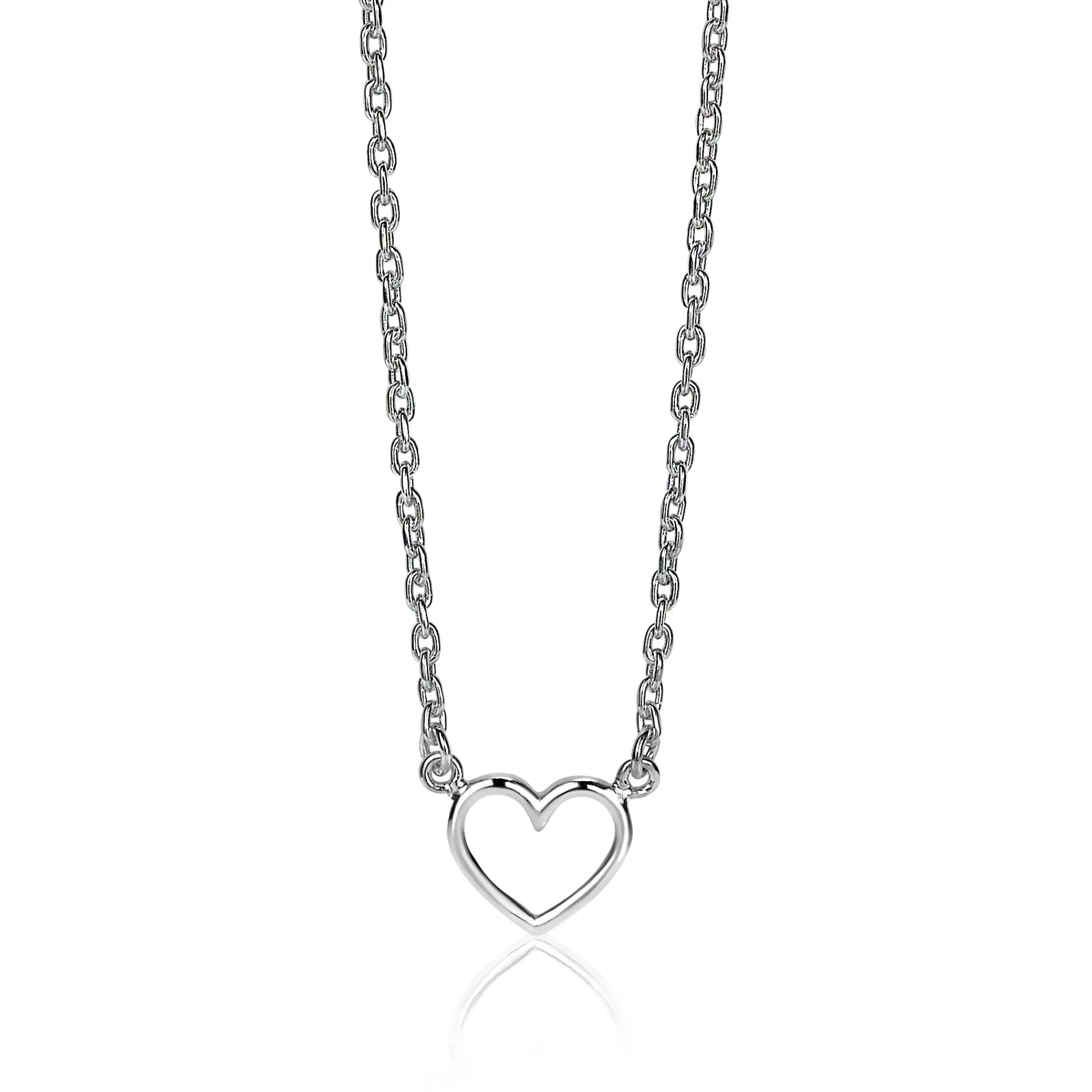 Online Zinzi zilveren ketting open hartje 40-43cm ZIC1420