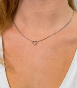 Online Zinzi zilveren ketting open hartje 40-43cm ZIC1420