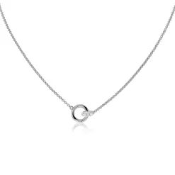 Discount Zinzi zilveren ketting rond wit 45cm ZIC1830