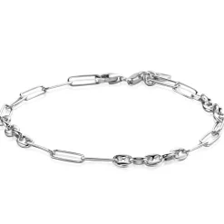 Discount Zinzi zilveren koffieboon schakelarmband van 4,5mm breed, gecombineerd met lange ovale schakels 19,5cm ZIA2467