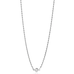 Best Zinzi zilveren koord ketting bezet met een ronde witte zirconia 40-45cm ZIC2461