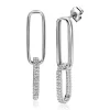 Sale Zinzi zilveren lange oorsieraden 38mm met twee ovale schakels, bezet met witte zirconia's ZIO2371