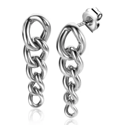 New Zinzi zilveren lange oorsieraden 33mm met vijf trendy aflopende gourmet schakels ZIO2309