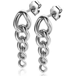 New Zinzi zilveren lange oorsieraden 33mm met vijf trendy aflopende gourmet schakels ZIO2309