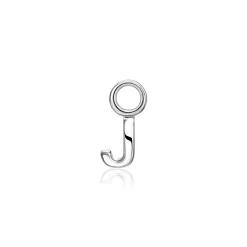 Clearance Zinzi zilveren letter oorbedel J per stuk geprijsd ZICH2144J. (zonder oorringen).