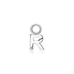 Clearance Zinzi zilveren letter oorbedel R per stuk geprijsd ZICH2144R. (zonder oorringen).