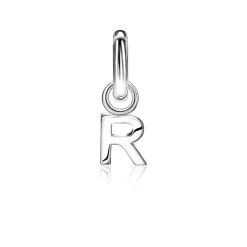 Clearance Zinzi zilveren letter oorbedel R per stuk geprijsd ZICH2144R. (zonder oorringen).