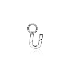 Hot Zinzi zilveren letter oorbedel U per stuk geprijsd ZICH2144U. (zonder oorringen).