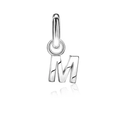 Discount Zinzi zilveren letter oorbedel M per stuk geprijsd ZICH2144M. (zonder oorringen).